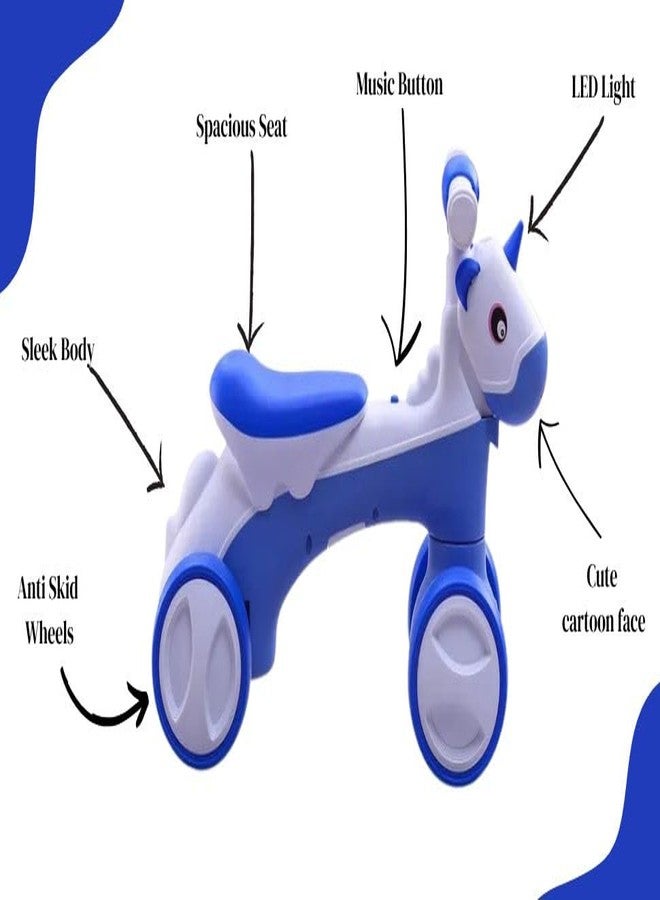 JoyRide JoyRoller Ride-On Toy for Kids | Push Ride with Smooth Wheels, Backrest & Cute Design | Baby Rider for 1-3 Years - Indoor/Outdoor Use (Blue) - Image 2